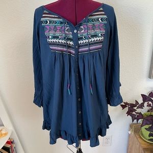 Roxy embroidered boho tunic